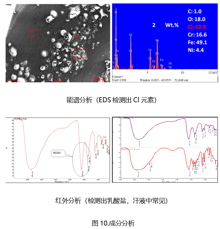 美信檢測失效分析成分表征：EDS能譜與FTIR紅外分析結果圖